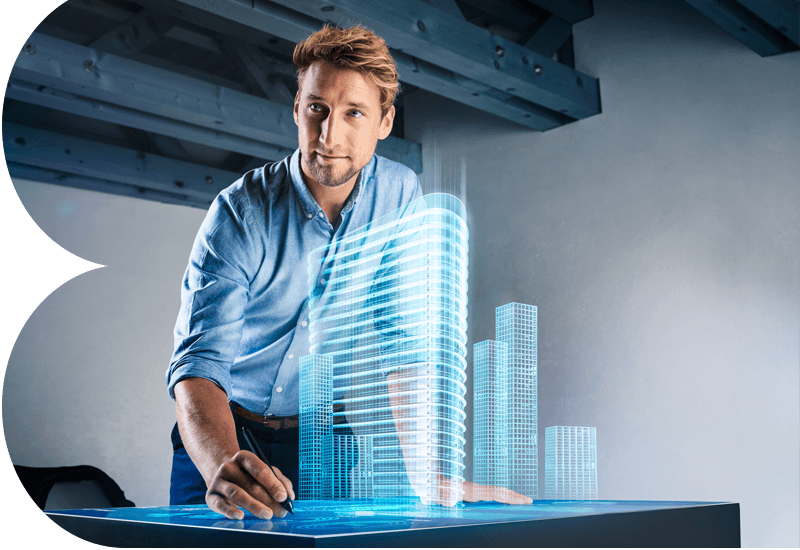 Business professional using tablet