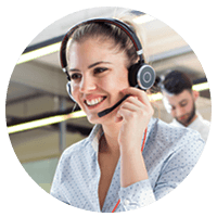 Datalink support representative on headset taking calls