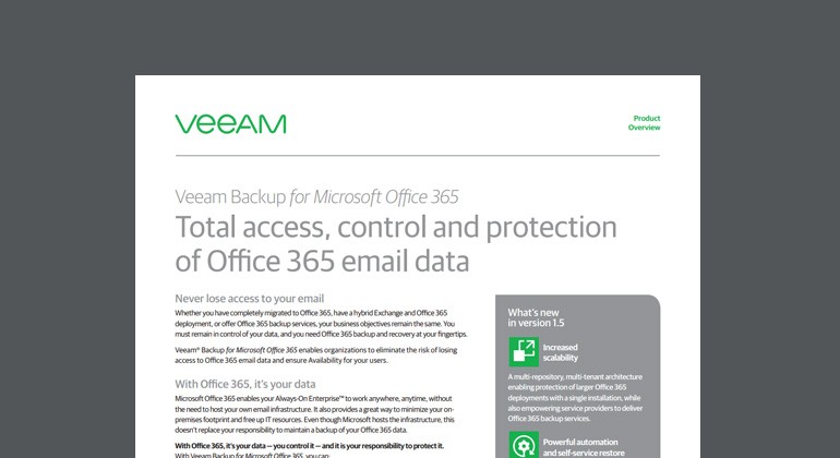 Thumbnail of Veeam ONE Datasheet Office 365 datasheet available to download below