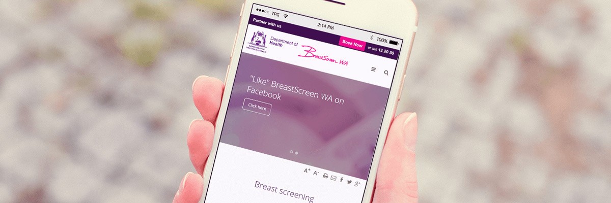 An iPhone running Breastscreen App