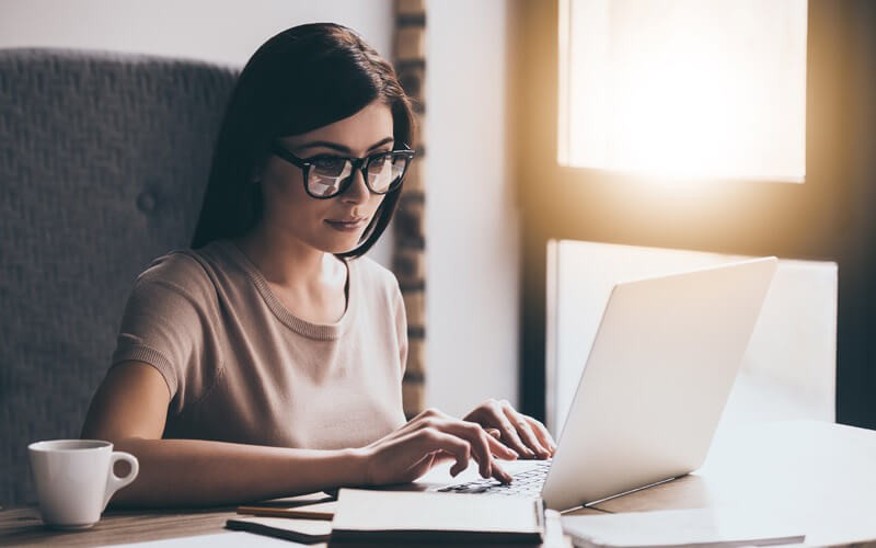 Woman working on laptop