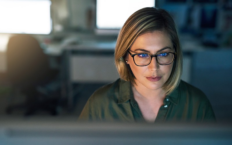 Woman working on laptop