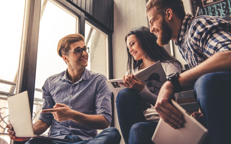 Business professional using chat to speak with client